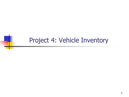 1 Project 4: Vehicle Inventory. 2 Write a program to read a text file containing information about vehicles and output the information First in the order.