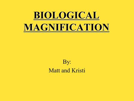 BIOLOGICAL MAGNIFICATION By: Matt and Kristi. What Is Biological Magnification? A trophic process in which retained substances(ex: pesticides or heavy.