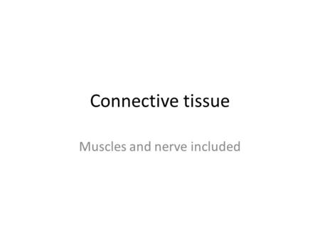 Connective tissue Muscles and nerve included. Areolar Pg 56 in lab book.
