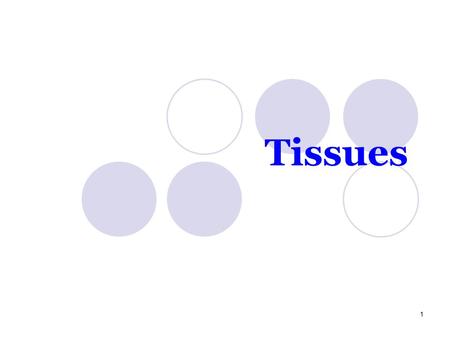 Tissues 1. Tissues are:  Group of cells similar in structure an function  Tissues are organized into organs  Histology = study of tissues The four.