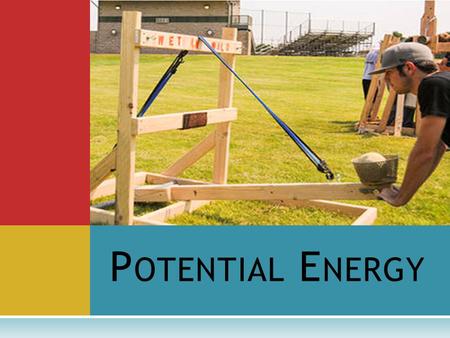P OTENTIAL E NERGY. P OTENTIAL VS. K INETIC  Potential Energy – the energy of position  An object is not moving or doing work  Kinetic Energy – the.