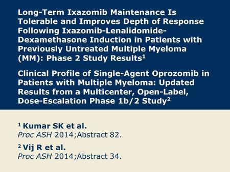 Long-Term Ixazomib Maintenance Is Tolerable and Improves Depth of Response Following Ixazomib-Lenalidomide-Dexamethasone Induction in Patients with Previously.