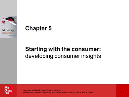 Copyright  2012 McGraw-Hill Australia Pty Ltd PowerPoint Slides t/a Advertising and Promotion 2e by Belch, Belch, Kerr & Powell 5-1 Chapter 5 Starting.