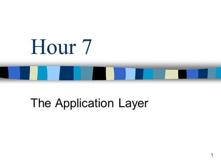 Hour 7 The Application Layer 1. What Is the Application Layer? The Application layer is the top layer in TCP/IP's protocol suite Some of the components.