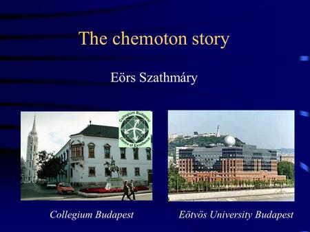 The chemoton story Eörs Szathmáry Collegium BudapestEötvös University Budapest.