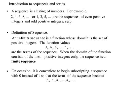 Introduction to sequences and series
