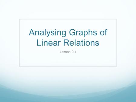 Analysing Graphs of Linear Relations Lesson 9.1. Terms  Relationship.