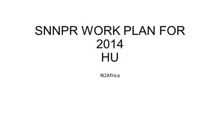 SNNPR WORK PLAN FOR 2014 HU N2Africa. Work plan – Diagnostic cluster (Boricha) ActionQuantityWhen Who is responsible Literature review - 30 December,