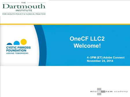 OneCF LLC2 Welcome! 4–5PM (ET) Adobe Connect November 24, 2014.