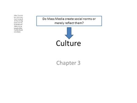 Culture Chapter 3  ton.com/com mon/mplay/6.8/?p=/colleg e/soc/conley 4/paradoxani /&f=culture- paradox&ft= mp4&cdn=1& cc=1&a=1 Do Mass Media.