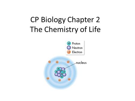 CP Biology Chapter 2 The Chemistry of Life. Chemicals make up ALL matter – living and nonliving. All life processes are chemical reactions. Chemical signals.