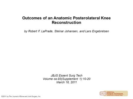 Outcomes of an Anatomic Posterolateral Knee Reconstruction