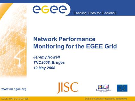 EGEE-II INFSO-RI-031688 Enabling Grids for E-sciencE www.eu-egee.org EGEE and gLite are registered trademarks Network Performance Monitoring for the EGEE.