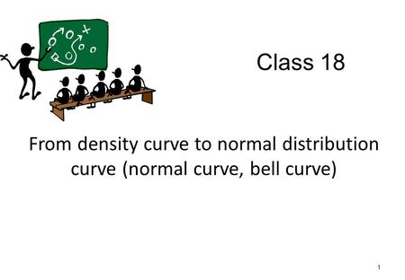 1 From density curve to normal distribution curve (normal curve, bell curve) Class 18.
