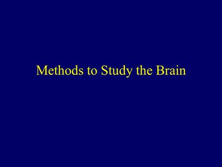 Methods to Study the Brain. The Brain How do we learn about the brain & its functions?