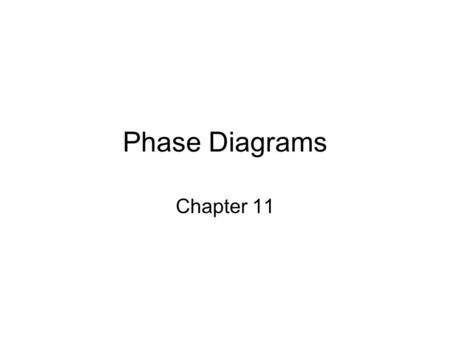 Phase Diagrams Chapter 11. Chemical Systems Undergo three main processes that change their energy –Chemical reactions –Heating/cooling –Phase transitions.