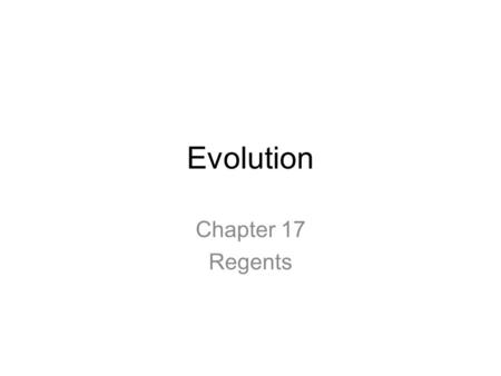 Evolution Chapter 17 Regents.