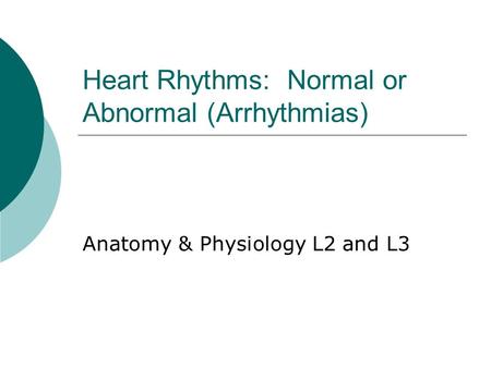 Heart Rhythms: Normal or Abnormal (Arrhythmias) Anatomy & Physiology L2 and L3.
