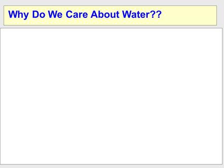 Developed by: Svendsen Updated: 12-2003 U1-m1a-s1 Why Do We Care About Water??
