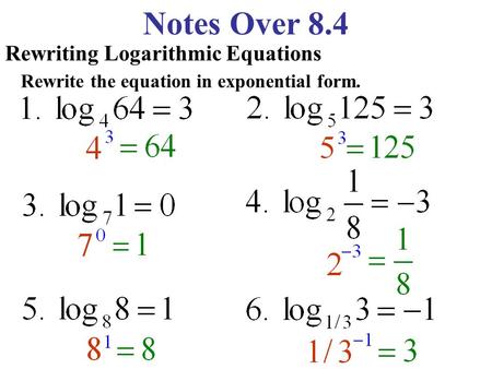 7: Exponential and Logarithmic Equations