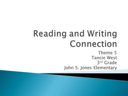 Theme 5 Tancie West 3 rd Grade John S. Jones Elementary.