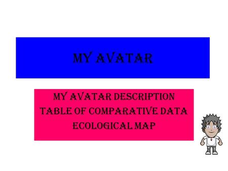 MY AVATAR MY AVATAR DESCRIPTION TABLE OF COMPARATIVE DATA ECOLOGICAL MAP.