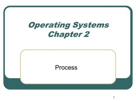 Operating Systems Chapter 2