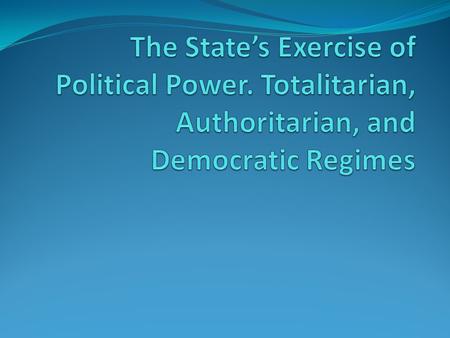 Power, Authority, and Constraint The state is In defined as the legal authority that imposes its will by means of law. Power is NOT the same as Authority.