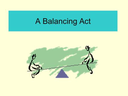 A Balancing Act. When is an object in Equilibrium? When its state of motion is not changing What are the conditions for Equilibrium? 1) the net force.