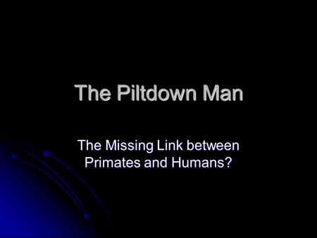 The Piltdown Man The Missing Link between Primates and Humans?