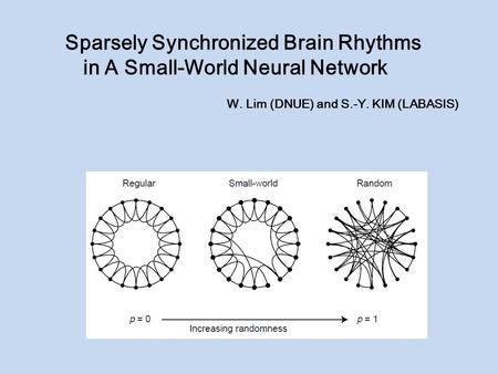 Sparsely Synchronized Brain Rhythms in A Small-World Neural Network W. Lim (DNUE) and S.-Y. KIM (LABASIS)