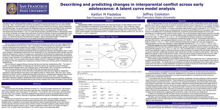 Describing and predicting changes in interparental conflict across early adolescence: A latent curve model analysis Abstract Discussion Tables and Figures.