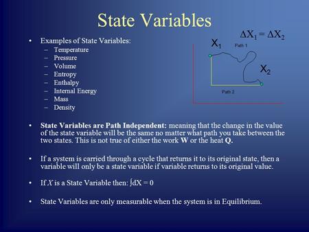 State Variables ∆X1 = ∆X2 X1 X2 Examples of State Variables: