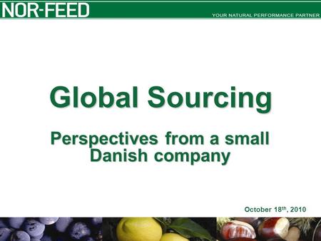 Global Sourcing Perspectives from a small Danish company October 18 th, 2010.