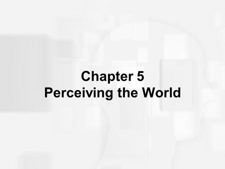 Chapter 5 Perceiving the World. Some Key Terms Perception: How we assemble sensations into meaningful patterns Bottom-up processing: Analyzing information.