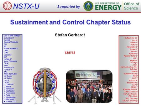 Sustainment and Control Chapter Status Stefan Gerhardt 12/5/12 NSTX-U Supported by Culham Sci Ctr York U Chubu U Fukui U Hiroshima U Hyogo U Kyoto U Kyushu.