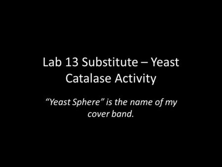 Lab 13 Substitute – Yeast Catalase Activity