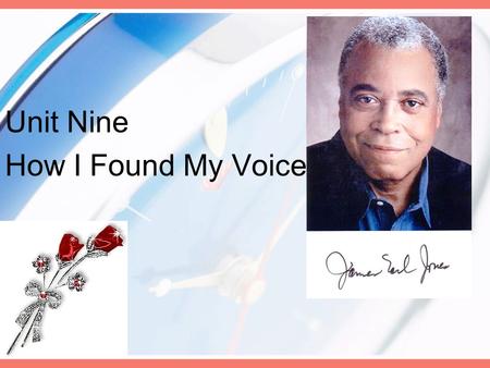 Unit Nine How I Found My Voice. Contents A. Text one I. Pre-reading:I. Pre-reading (I). Warm-up questions (II). Background information II. While-reading: