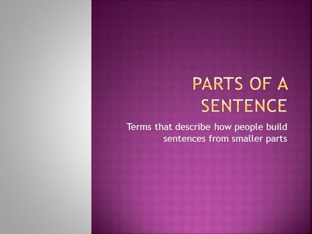 Terms that describe how people build sentences from smaller parts