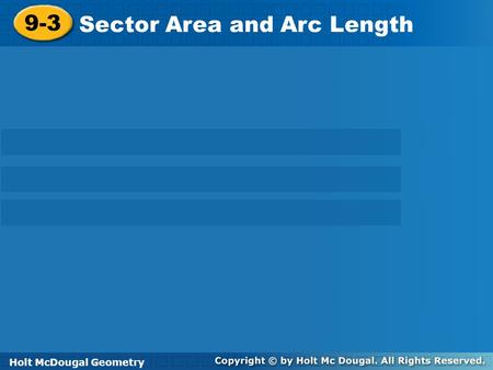 Sector Area and Arc Length