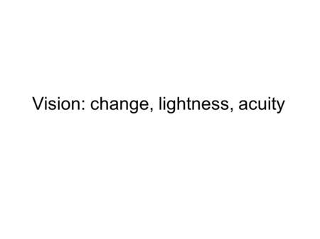 Vision: change, lightness, acuity