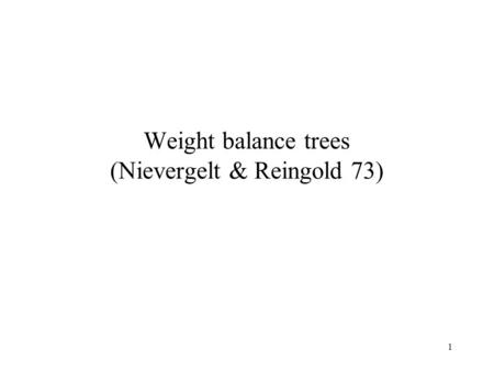Weight balance trees (Nievergelt & Reingold 73)