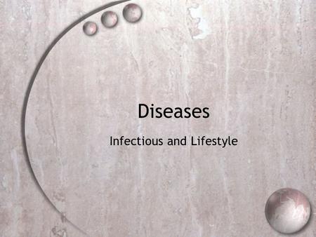 Diseases Infectious and Lifestyle. Types of disease  Infectious disease- disease that are caused by living organisms; they can be passed from person.