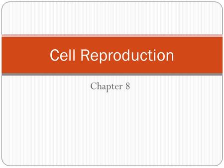Chapter 8 Cell Reproduction. Chapter overview 3 SECTIONS: SECTION 1CHROMOSOMES SECTION 2CELL DIVISION SECTION 3MEIOSIS.