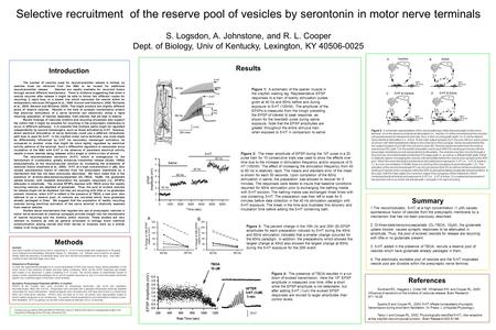 Selective recruitment of the reserve pool of vesicles by serontonin in motor nerve terminals S. Logsdon, A. Johnstone, and R. L. Cooper Dept. of Biology,
