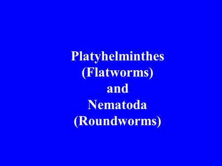 Platyhelminthes (Flatworms) and Nematoda (Roundworms)
