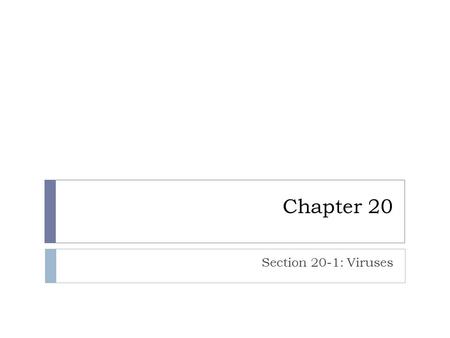 Chapter 20 Section 20-1: Viruses.
