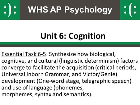 Unit 6: Cognition WHS AP Psychology