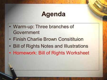 Agenda Warm-up: Three branches of Government