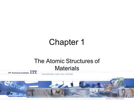 Chapter 1 The Atomic Structures of Materials. Figure 1.1 Outline of the topics described in Chapter 7 Materials.